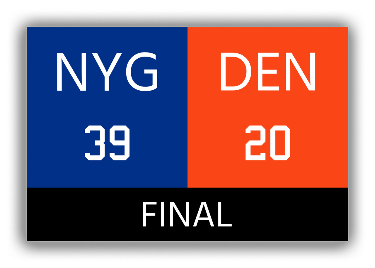 New York vs Denver Canvas Wrap & Photo Print - 1986 1987 Football Championship - Front View