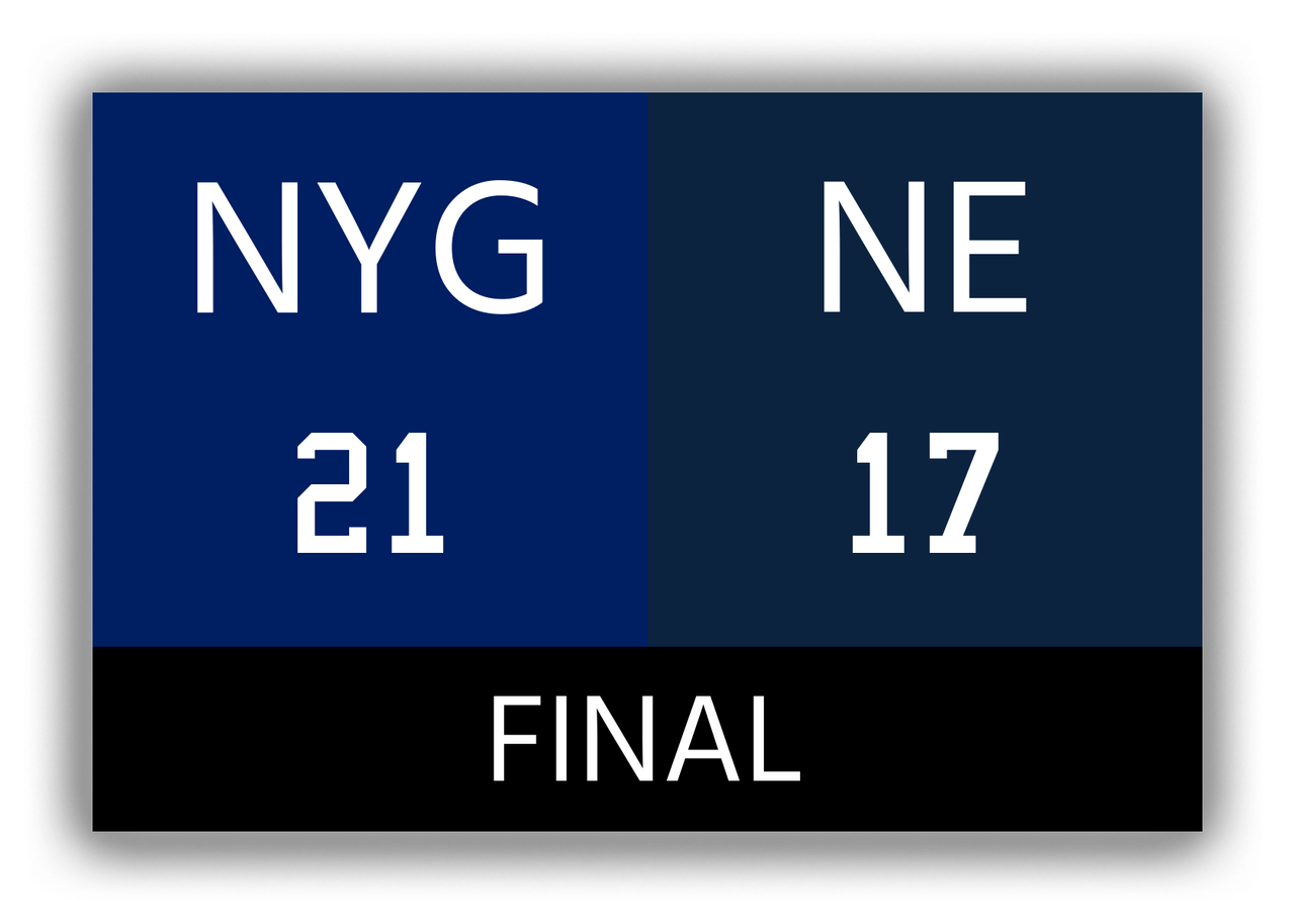 New York vs New England Canvas Wrap & Photo Print - 2011 2012 Football Championship - Front View