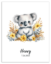 Thumbnail for Personalized Nursery Wall Art - Custom Portrait Baby Room Decor, Cute Safari & Woodland Animal for Kids, Toddler Bedroom, Framed Artwork, Best Gift for Moms, Girls, Boys, Family, Couples, & Friends - Front View