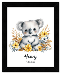 Thumbnail for Personalized Nursery Wall Art - Custom Portrait Baby Room Decor, Cute Safari & Woodland Animal for Kids, Toddler Bedroom, Framed Artwork, Best Gift for Moms, Girls, Boys, Family, Couples, & Friends - Front View