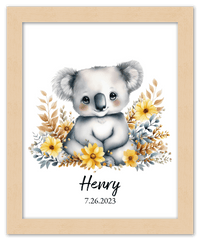 Thumbnail for Personalized Nursery Wall Art - Custom Portrait Baby Room Decor, Cute Safari & Woodland Animal for Kids, Toddler Bedroom, Framed Artwork, Best Gift for Moms, Girls, Boys, Family, Couples, & Friends - Front View