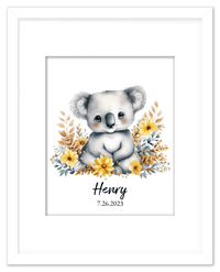 Thumbnail for Personalized Nursery Wall Art - Custom Portrait Baby Room Decor, Cute Safari & Woodland Animal for Kids, Toddler Bedroom, Framed Artwork, Best Gift for Moms, Girls, Boys, Family, Couples, & Friends - Front View