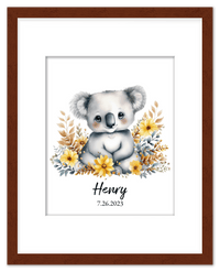 Thumbnail for Personalized Nursery Wall Art - Custom Portrait Baby Room Decor, Cute Safari & Woodland Animal for Kids, Toddler Bedroom, Framed Artwork, Best Gift for Moms, Girls, Boys, Family, Couples, & Friends - Front View