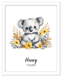 Thumbnail for Personalized Nursery Wall Art - Custom Portrait Baby Room Decor, Cute Safari & Woodland Animal for Kids, Toddler Bedroom, Framed Artwork, Best Gift for Moms, Girls, Boys, Family, Couples, & Friends - Front View