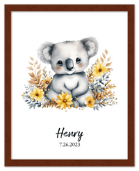 Thumbnail for Personalized Nursery Wall Art - Custom Portrait Baby Room Decor, Cute Safari & Woodland Animal for Kids, Toddler Bedroom, Framed Artwork, Best Gift for Moms, Girls, Boys, Family, Couples, & Friends - Front View