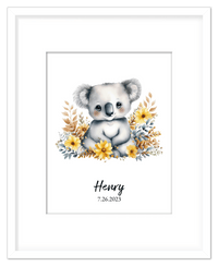 Thumbnail for Personalized Nursery Wall Art - Custom Portrait Baby Room Decor, Cute Safari & Woodland Animal for Kids, Toddler Bedroom, Framed Artwork, Best Gift for Moms, Girls, Boys, Family, Couples, & Friends - Front View