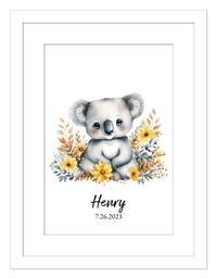 Thumbnail for Personalized Nursery Wall Art - Custom Portrait Baby Room Decor, Cute Safari & Woodland Animal for Kids, Toddler Bedroom, Framed Artwork, Best Gift for Moms, Girls, Boys, Family, Couples, & Friends - Front View