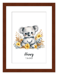 Thumbnail for Personalized Nursery Wall Art - Custom Portrait Baby Room Decor, Cute Safari & Woodland Animal for Kids, Toddler Bedroom, Framed Artwork, Best Gift for Moms, Girls, Boys, Family, Couples, & Friends - Front View