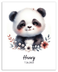 Thumbnail for Personalized Nursery Wall Art - Custom Portrait Baby Panda Room Decor, Cute Safari & Woodland Animal for Kids, Toddler Bedroom, Framed Artwork, Best Gift for Moms, Girls, Boys, Family, Couples, & Friends - Front View