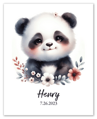 Thumbnail for Personalized Nursery Wall Art - Custom Portrait Baby Panda Room Decor, Cute Safari & Woodland Animal for Kids, Toddler Bedroom, Framed Artwork, Best Gift for Moms, Girls, Boys, Family, Couples, & Friends - Front View