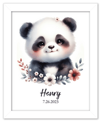 Thumbnail for Personalized Nursery Wall Art - Custom Portrait Baby Panda Room Decor, Cute Safari & Woodland Animal for Kids, Toddler Bedroom, Framed Artwork, Best Gift for Moms, Girls, Boys, Family, Couples, & Friends - Front View