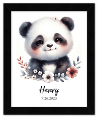 Thumbnail for Personalized Nursery Wall Art - Custom Portrait Baby Panda Room Decor, Cute Safari & Woodland Animal for Kids, Toddler Bedroom, Framed Artwork, Best Gift for Moms, Girls, Boys, Family, Couples, & Friends - Front View