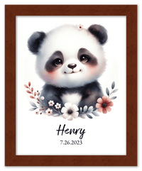 Thumbnail for Personalized Nursery Wall Art - Custom Portrait Baby Panda Room Decor, Cute Safari & Woodland Animal for Kids, Toddler Bedroom, Framed Artwork, Best Gift for Moms, Girls, Boys, Family, Couples, & Friends - Front View