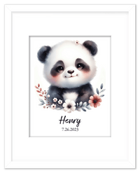 Thumbnail for Personalized Nursery Wall Art - Custom Portrait Baby Panda Room Decor, Cute Safari & Woodland Animal for Kids, Toddler Bedroom, Framed Artwork, Best Gift for Moms, Girls, Boys, Family, Couples, & Friends - Front View
