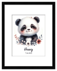 Thumbnail for Personalized Nursery Wall Art - Custom Portrait Baby Panda Room Decor, Cute Safari & Woodland Animal for Kids, Toddler Bedroom, Framed Artwork, Best Gift for Moms, Girls, Boys, Family, Couples, & Friends - Front View