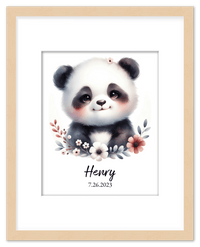 Thumbnail for Personalized Nursery Wall Art - Custom Portrait Baby Panda Room Decor, Cute Safari & Woodland Animal for Kids, Toddler Bedroom, Framed Artwork, Best Gift for Moms, Girls, Boys, Family, Couples, & Friends - Front View