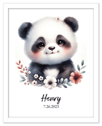 Thumbnail for Personalized Nursery Wall Art - Custom Portrait Baby Panda Room Decor, Cute Safari & Woodland Animal for Kids, Toddler Bedroom, Framed Artwork, Best Gift for Moms, Girls, Boys, Family, Couples, & Friends - Front View