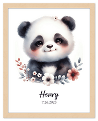 Thumbnail for Personalized Nursery Wall Art - Custom Portrait Baby Panda Room Decor, Cute Safari & Woodland Animal for Kids, Toddler Bedroom, Framed Artwork, Best Gift for Moms, Girls, Boys, Family, Couples, & Friends - Front View