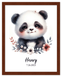 Thumbnail for Personalized Nursery Wall Art - Custom Portrait Baby Panda Room Decor, Cute Safari & Woodland Animal for Kids, Toddler Bedroom, Framed Artwork, Best Gift for Moms, Girls, Boys, Family, Couples, & Friends - Front View