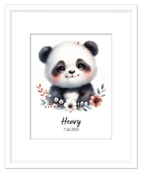 Thumbnail for Personalized Nursery Wall Art - Custom Portrait Baby Panda Room Decor, Cute Safari & Woodland Animal for Kids, Toddler Bedroom, Framed Artwork, Best Gift for Moms, Girls, Boys, Family, Couples, & Friends - Front View