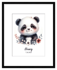 Thumbnail for Personalized Nursery Wall Art - Custom Portrait Baby Panda Room Decor, Cute Safari & Woodland Animal for Kids, Toddler Bedroom, Framed Artwork, Best Gift for Moms, Girls, Boys, Family, Couples, & Friends - Front View