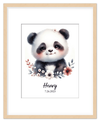 Thumbnail for Personalized Nursery Wall Art - Custom Portrait Baby Panda Room Decor, Cute Safari & Woodland Animal for Kids, Toddler Bedroom, Framed Artwork, Best Gift for Moms, Girls, Boys, Family, Couples, & Friends - Front View