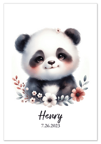 Thumbnail for Personalized Nursery Wall Art - Custom Portrait Baby Panda Room Decor, Cute Safari & Woodland Animal for Kids, Toddler Bedroom, Framed Artwork, Best Gift for Moms, Girls, Boys, Family, Couples, & Friends - Front View