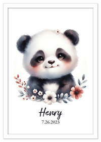 Thumbnail for Personalized Nursery Wall Art - Custom Portrait Baby Panda Room Decor, Cute Safari & Woodland Animal for Kids, Toddler Bedroom, Framed Artwork, Best Gift for Moms, Girls, Boys, Family, Couples, & Friends - Front View