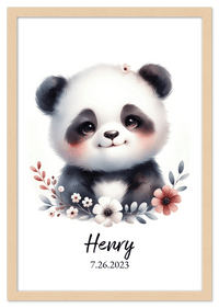 Thumbnail for Personalized Nursery Wall Art - Custom Portrait Baby Panda Room Decor, Cute Safari & Woodland Animal for Kids, Toddler Bedroom, Framed Artwork, Best Gift for Moms, Girls, Boys, Family, Couples, & Friends - Front View