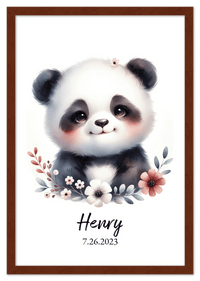 Thumbnail for Personalized Nursery Wall Art - Custom Portrait Baby Panda Room Decor, Cute Safari & Woodland Animal for Kids, Toddler Bedroom, Framed Artwork, Best Gift for Moms, Girls, Boys, Family, Couples, & Friends - Front View