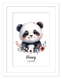 Thumbnail for Personalized Nursery Wall Art - Custom Portrait Baby Panda Room Decor, Cute Safari & Woodland Animal for Kids, Toddler Bedroom, Framed Artwork, Best Gift for Moms, Girls, Boys, Family, Couples, & Friends - Front View