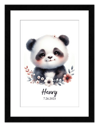 Thumbnail for Personalized Nursery Wall Art - Custom Portrait Baby Panda Room Decor, Cute Safari & Woodland Animal for Kids, Toddler Bedroom, Framed Artwork, Best Gift for Moms, Girls, Boys, Family, Couples, & Friends - Front View