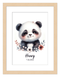 Thumbnail for Personalized Nursery Wall Art - Custom Portrait Baby Panda Room Decor, Cute Safari & Woodland Animal for Kids, Toddler Bedroom, Framed Artwork, Best Gift for Moms, Girls, Boys, Family, Couples, & Friends - Front View