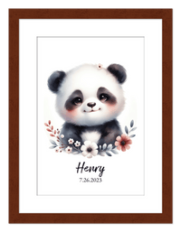 Thumbnail for Personalized Nursery Wall Art - Custom Portrait Baby Panda Room Decor, Cute Safari & Woodland Animal for Kids, Toddler Bedroom, Framed Artwork, Best Gift for Moms, Girls, Boys, Family, Couples, & Friends - Front View