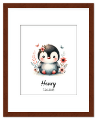 Thumbnail for Personalized Nursery Wall Art - Custom Penguin Portrait Baby Room Decor, Cute Safari & Woodland Animal for Kids, Toddler Bedroom, Framed Artwork, Best Gift for Moms, Girls, Boys, Family, Couples, & Friends - Front View