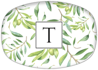 Thumbnail for Personalized Olive Branch Platter - Initial With Border - Front View