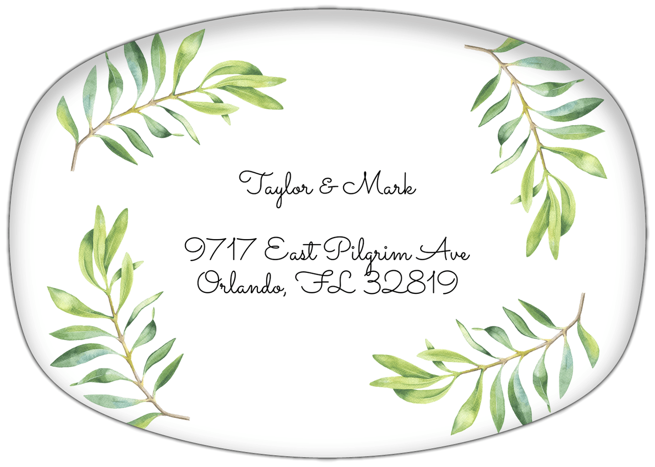 Personalized Olive Branch Platter - Center Text - Front View