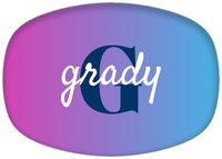 Thumbnail for Personalized Ombre Plastic Platter - Name Over Initial - Front View