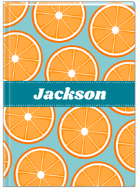 Thumbnail for Personalized Oranges Journal - Blue Background - Ribbon Nameplate - Front View