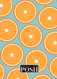 Thumbnail for Personalized Oranges Journal - Blue Background - Circle Ribbon Nameplate - Back View
