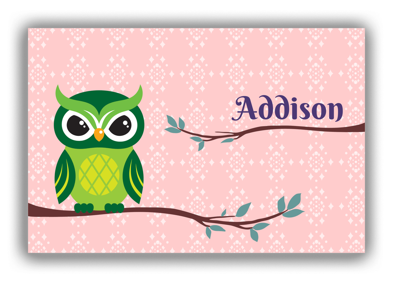 Personalized Owl Canvas Wrap & Photo Print I - Owl 03 - Pink Background - Front View