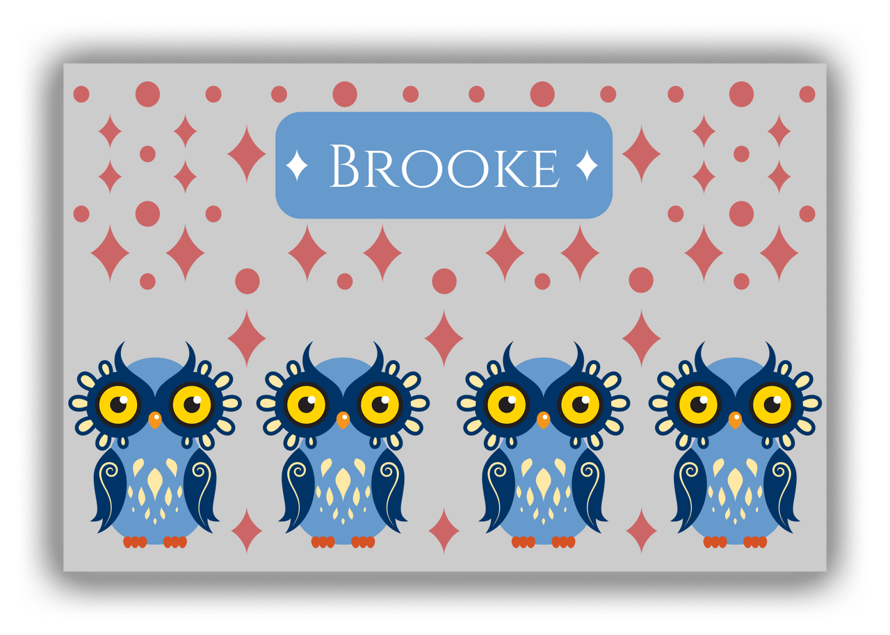 Personalized Owl Canvas Wrap & Photo Print II - Owl 01 - Grey Background - Front View