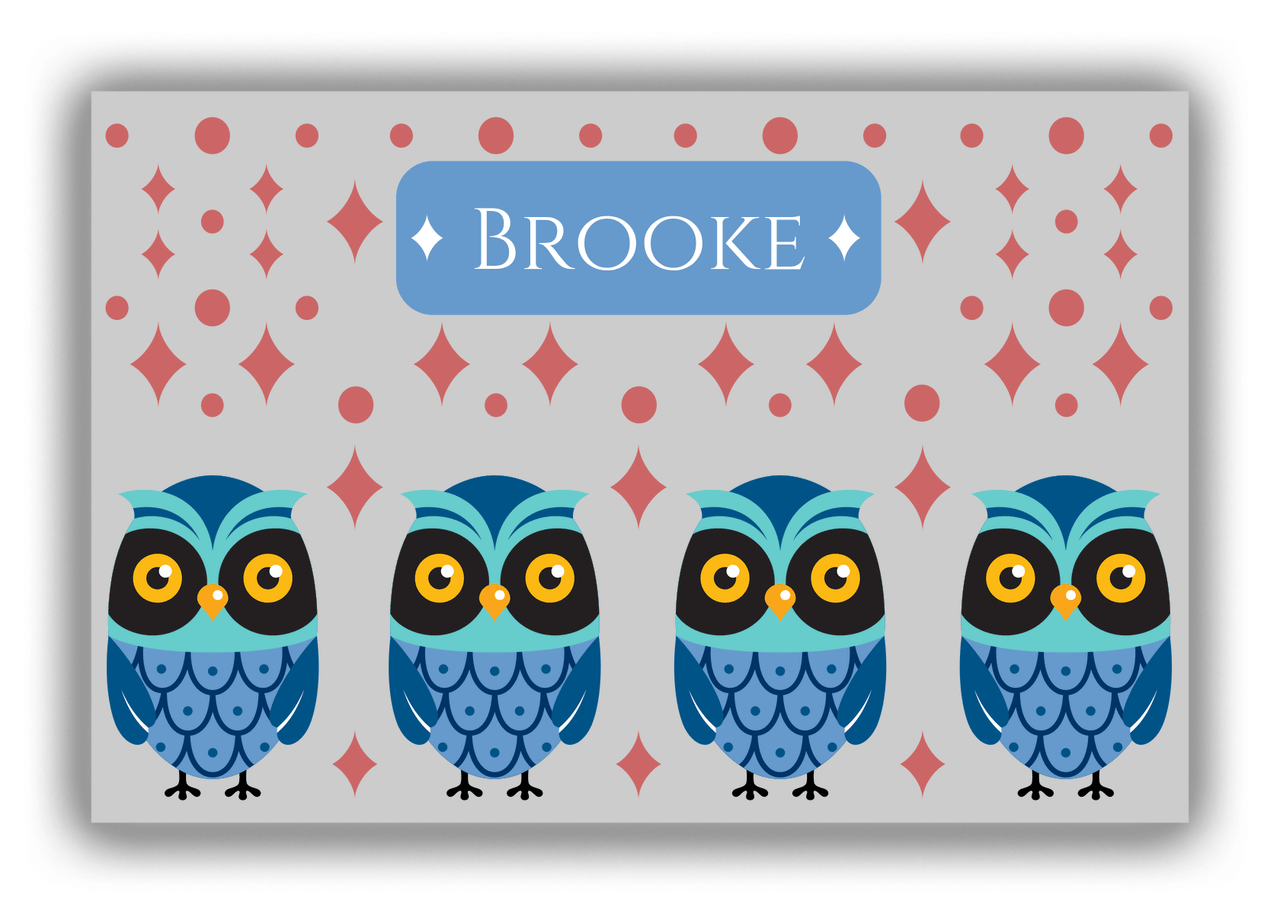 Personalized Owl Canvas Wrap & Photo Print II - Owl 04 - Grey Background - Front View