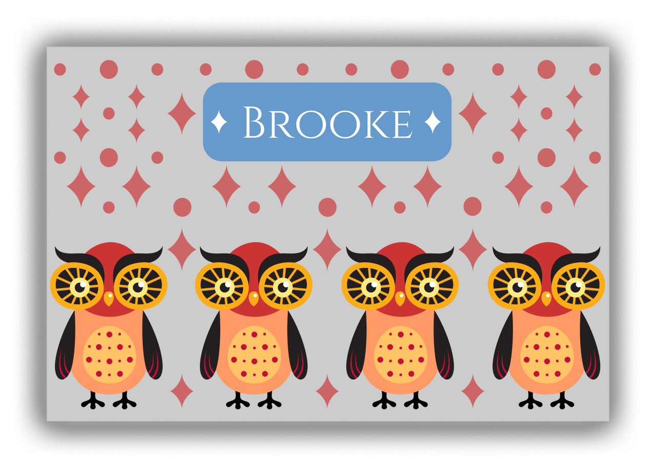 Personalized Owl Canvas Wrap & Photo Print II - Owl 11 - Grey Background - Front View