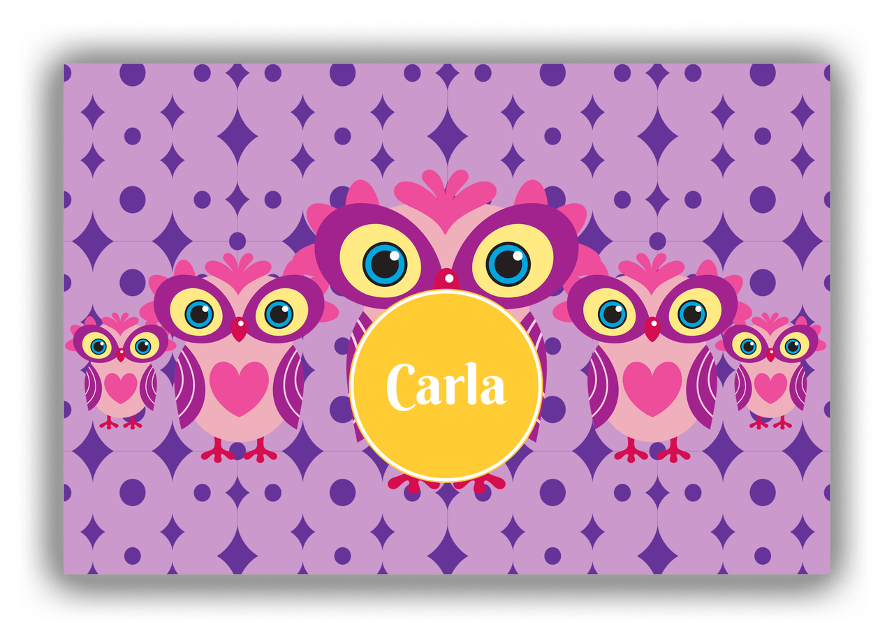Personalized Owl Canvas Wrap & Photo Print IV - Owl 07 - Pink Background - Front View