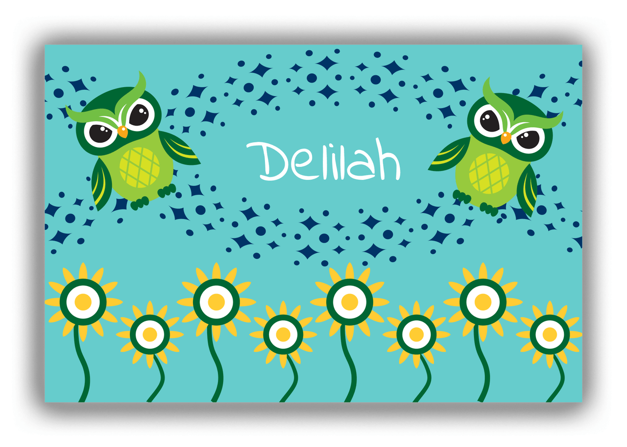 Personalized Owl Canvas Wrap & Photo Print V - Owl 03 - Teal Background - Front View