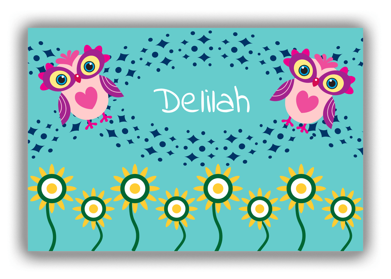 Personalized Owl Canvas Wrap & Photo Print V - Owl 07 - Teal Background - Front View