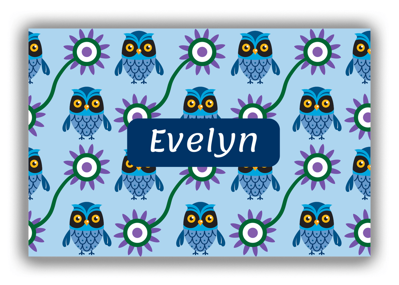 Personalized Owl Canvas Wrap & Photo Print VI - Owl 04 - Blue Background - Front View
