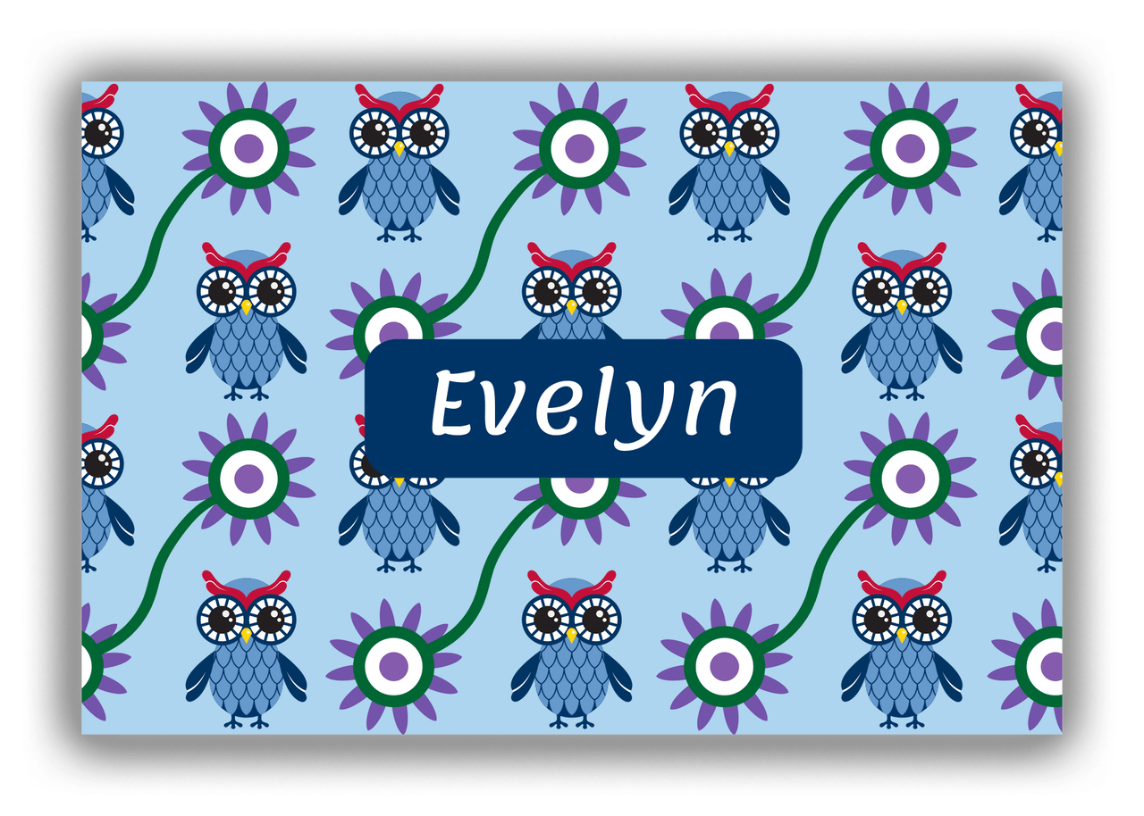 Personalized Owl Canvas Wrap & Photo Print VI - Owl 06 - Blue Background - Front View