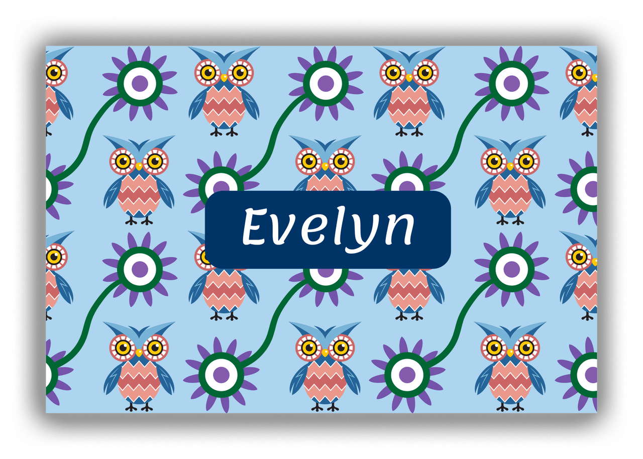 Personalized Owl Canvas Wrap & Photo Print VI - Owl 09 - Blue Background - Front View
